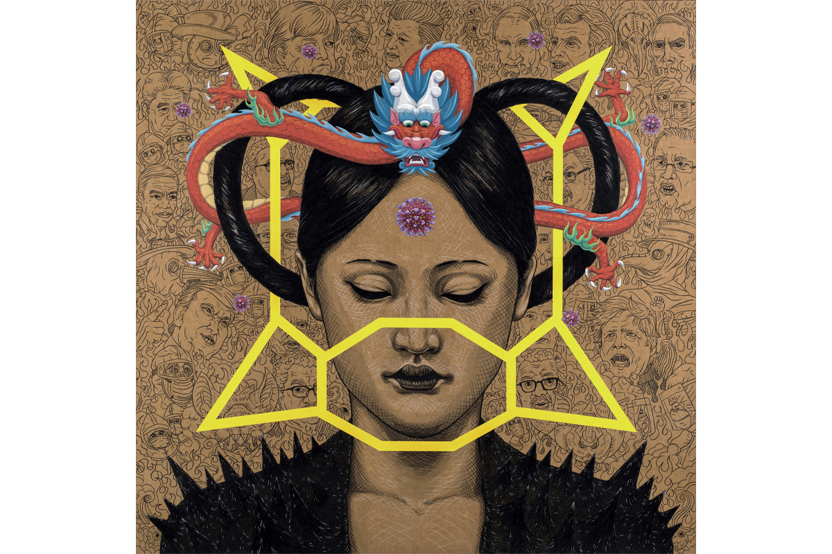 黃耀鋅　神龍之謎　75x75cm　複合媒材　2021